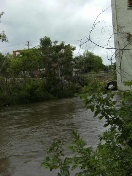 Looking up river from the old Woodward mill Street building in 2010